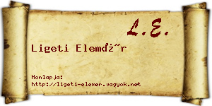 Ligeti Elemér névjegykártya